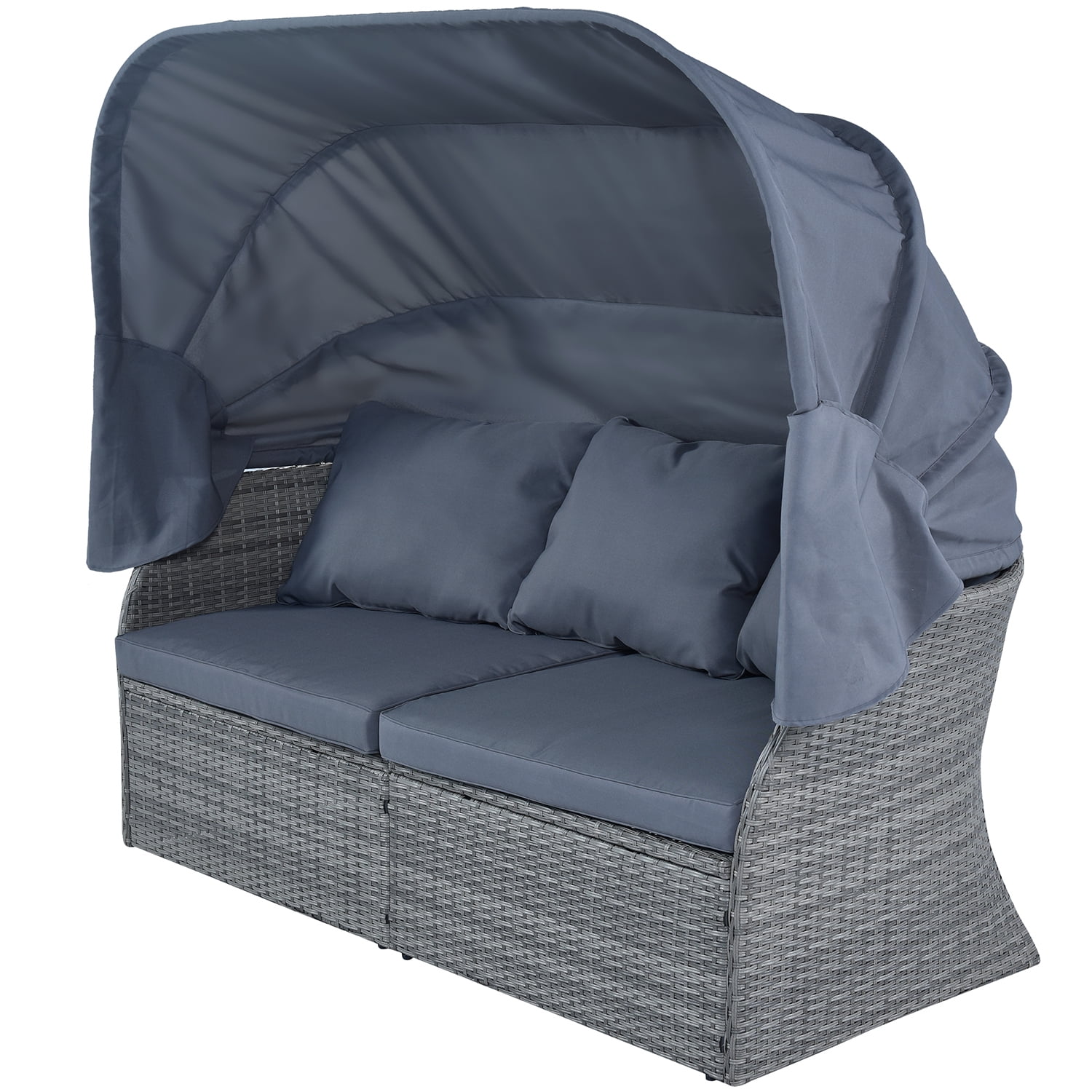 Kadyn Outdoor Patio Furniture Set, Rattan Patio Conversation Set with Retractable Canopy, Outdoor Patio Furniture Sofa Set for Home, Gray Kadyn Outdoor Patio Furniture Set, Rattan Patio Conversation Set with Retractable Canopy, Outdoor Patio Furniture Sofa Set for Home, Gray