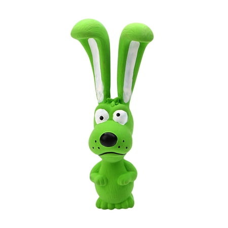 AUHomi 1PC Latex Squeaky Dog Toys 7 Inch Soft Rubber Dog Chew Toy Molar Teeth Clean Teeth Natural Latex Toy Long Ear Animal Shape Toys for Small Medium Large Pet (Blue)