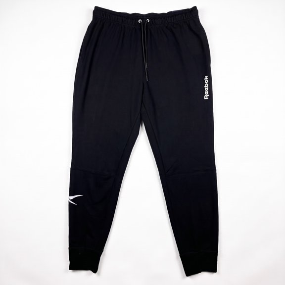 Reebok Mens Jersey Jogger Pants XL 38x30" Black Slim Fit Soft Stretch Fabric
