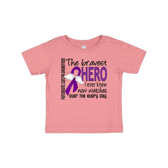 Inktastic Pancreatic Cancer Bravest Hero I Ever Knew 1 Boys or Girls Baby T-Shirt