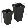 thumbnail image 3 of Outdoor Planters 2-Pack, 22 & 18in Flower Pots, Stackable Plant Pots with Drainage, Durable MgO, Black, for Porch Patio Yard Garden, 3 of 9