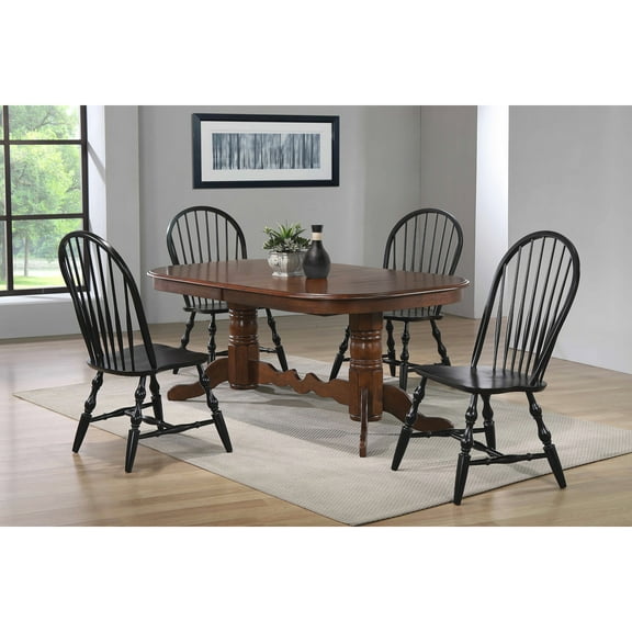 Sunset Trading Andrews 5-Piece 96" Extendable Wood Dining Set in Black/Cherry