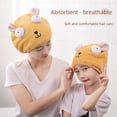 thumbnail image 5 of Gorro para secar el cabello con forma de conejito para mujer, bonita toalla para secar el cabello con fibra ultrafina de absorción rápida, gorro de ducha de vellón coral para niños, 5 of 5