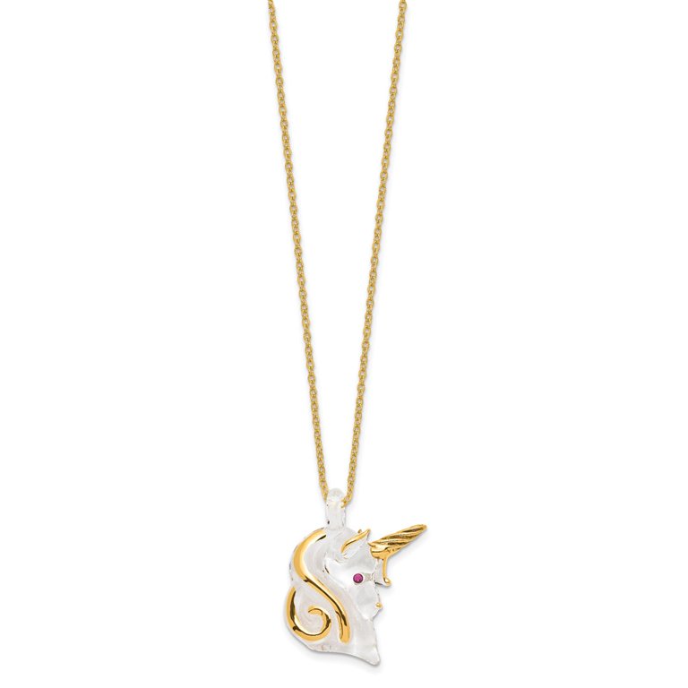 Glass Baron Gold Trim Unicorn with Swarovski Crystal and 22k Gold Trim Necklace Glass Baron Gold Trim Unicorn with Swarovski Crystal and 22k Gold Trim Necklace