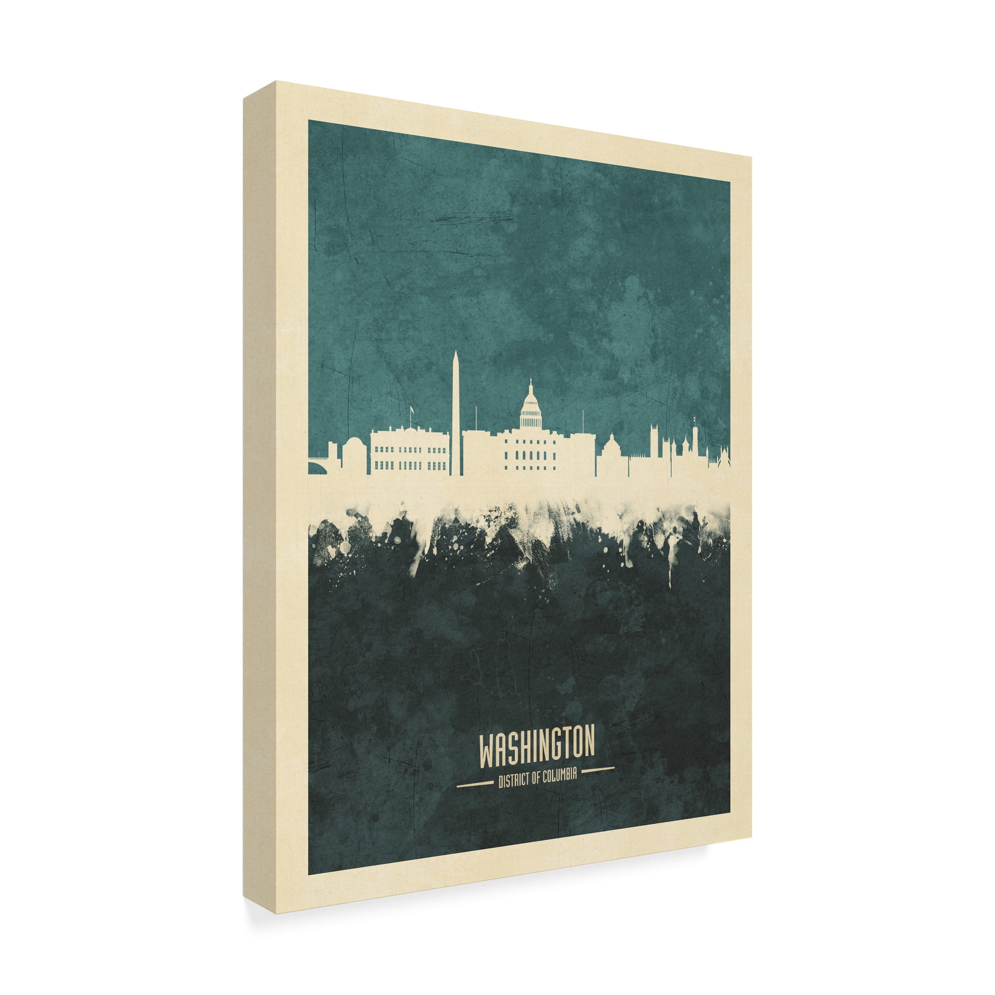Trademark Fine Art 'Washington DC Skyline Teal' Canvas Art by Michael Tompsett