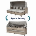 thumbnail image 6 of SEGMART Outdoor Patio Daybed with Retractable Canopy, 4-Piece Patio Sectional Sofa Furniture Sets UV-Proof Resin Wicker Conversation Sets Patio Sofa Set with Lifting Table and Pillows, Brown, 6 of 9