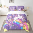 thumbnail image 3 of Homewish Dreamy Purple Unicorn Twin Bedding Sets 7-Piece, Cartoon Stars Rainbow Bedding Comforter Set, Kawaii Cute Animal Sheet Sets, Microfiber Bedroom Decor, 3 of 8