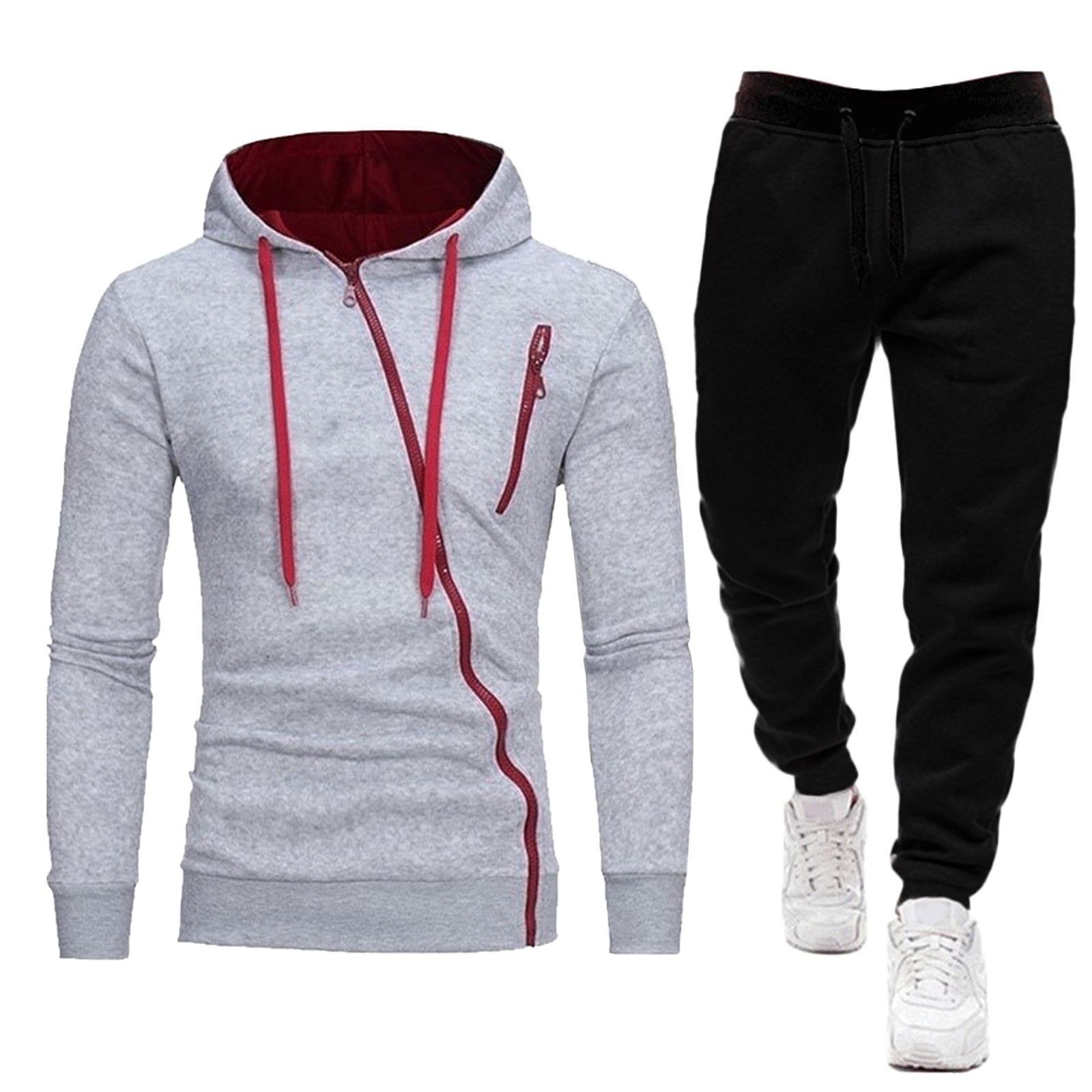 Men's Tracksuit 2 Piece Hoodie Athletic Sweatsuit Sets Long Sleeve Hooded  Sweatshirt and Pant Fashion Solid Sports Jogger Set(A#Grey,Small) at Amazon  Men's Clothing store