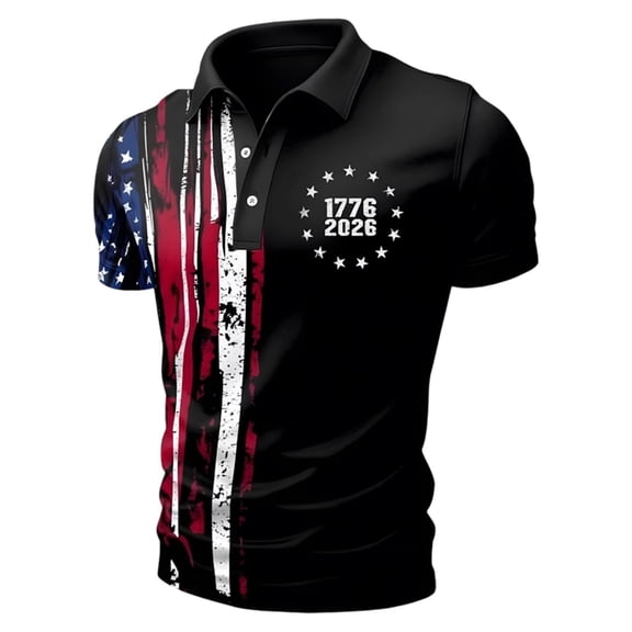 CONZONE 250Th Anniversary Usa Mens Polo Shirt Short Sleeve Independence Day Polo Shirt for Men Patriotic Usa Flag Embroidery Breathable Loose Fit Cozy 4Th Of July Golf Shirts