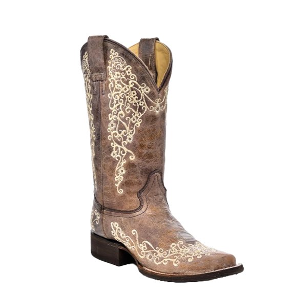 Corral Ladies Iconic Lisa Brown Crater Bone Embroidered Boots A2663