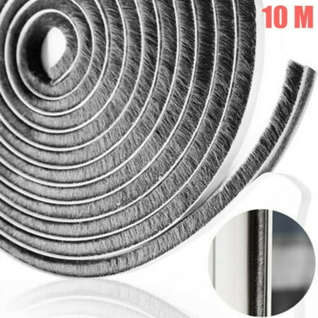 

SJENERT 10M/Roll Door Weather Stripping High Density Felt Windproof Door Brush Strip Self-Adhesive Noise(MFT1)