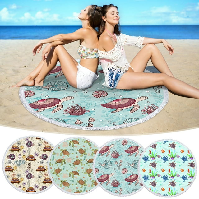 Colorful Round Beach Towel - Sandproof & Quick Dry Microfiber Blanket for Pool, Yoga, Picnics, and Travel