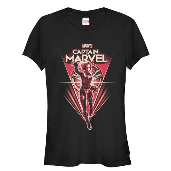 Junior's Marvel Captain Marvel Star Streaks Graphic Tee Black X Large