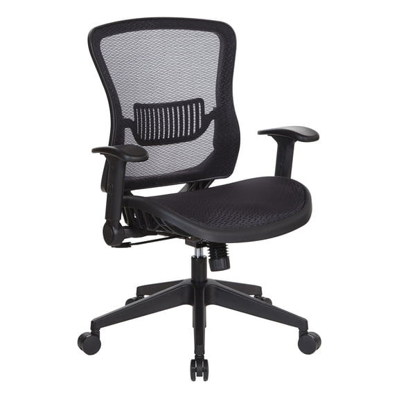 Office Star Fabric Managers Chair with Padded Mesh Seat in Black