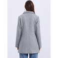 thumbnail image 4 of DARING DIVA Women's Winter Overcoat Mid-Long Notch Lapel Peacoat with Pockets M Light Gray, 4 of 7