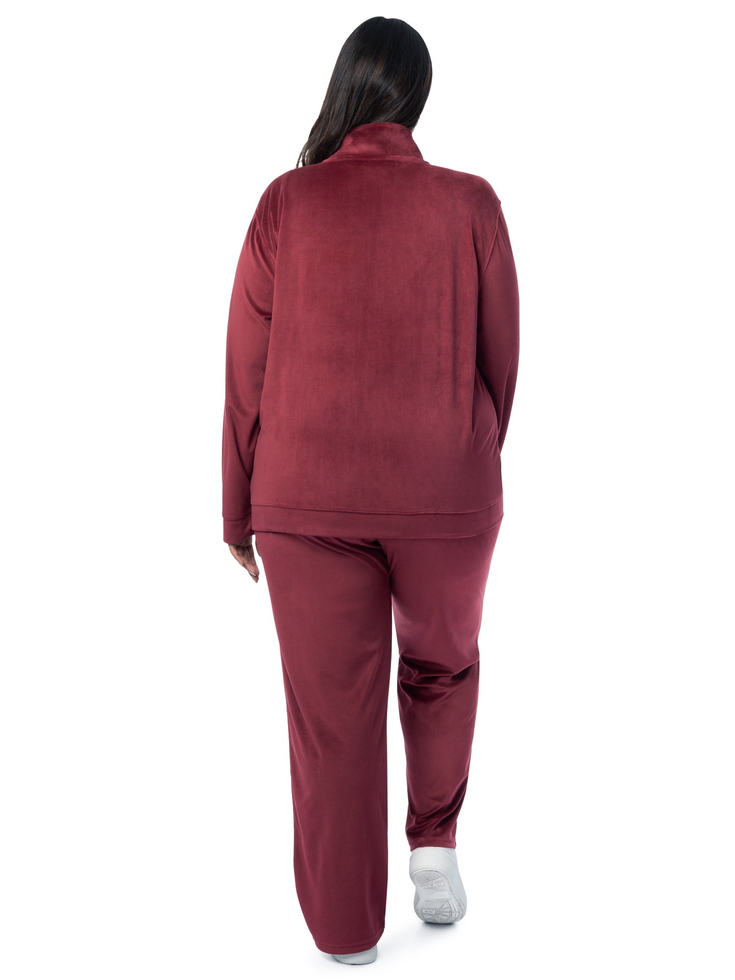 Athletic Works Women's Plus Active Velour Zip-Up Tracksuit Set, 2-Piece Set