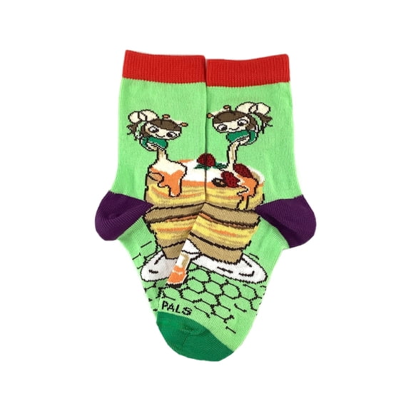 Yummy Pancake Breakfast Bee Honey Sock (Ages 3-7) from the Sock Panda Size: Small (Age 3-5)