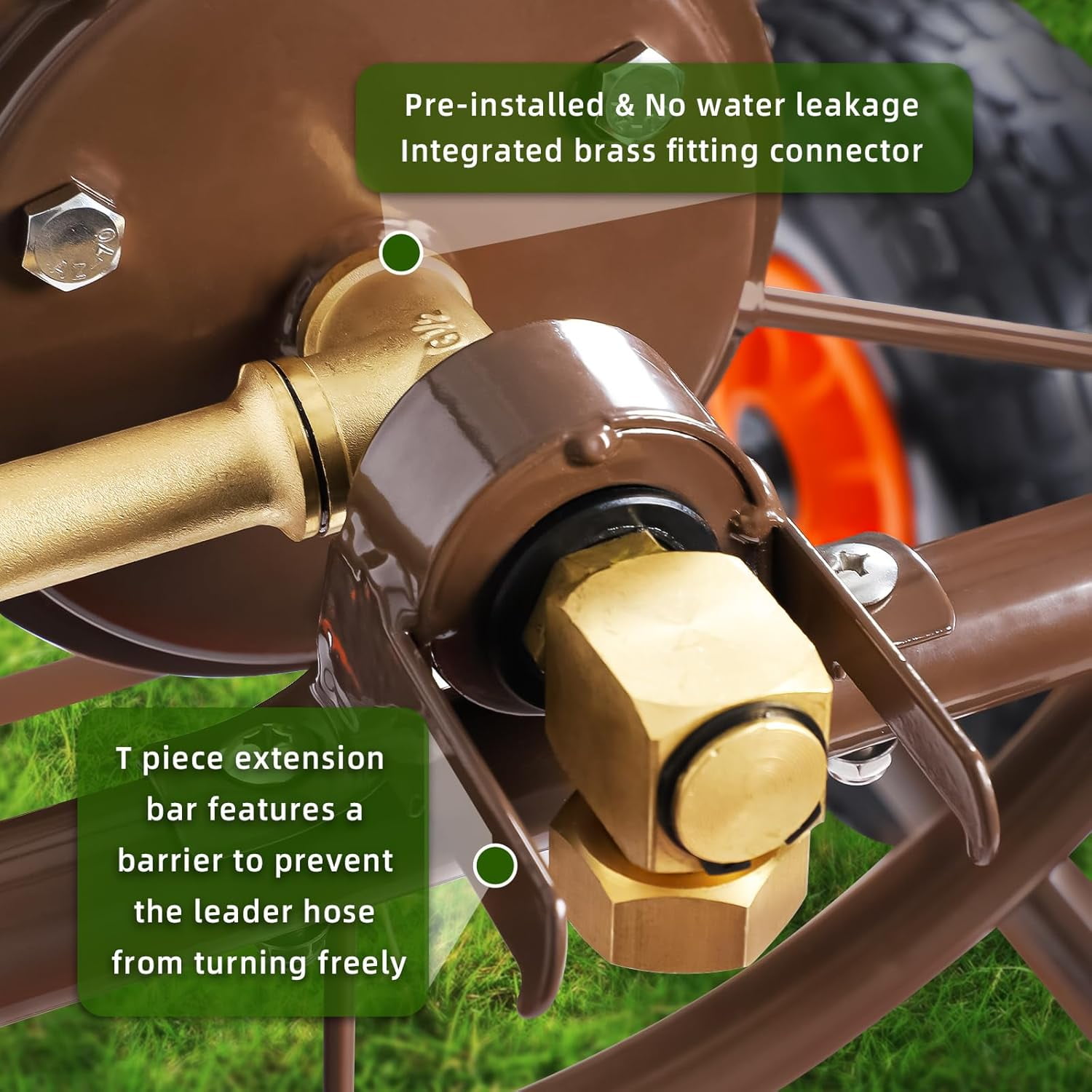 WERHAM 4-Wheel Garden Hose Reel Cart, Holds 300 ft 5/8" Hose, Heavy Duty for Yard Lawn Outdoor