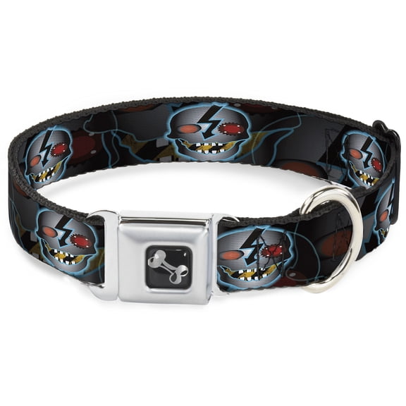 Buckle-Down Pet Collar, Dog Collar Metal Seatbelt Buckle, High Voltage Skull, 15 to 24 Inches 1.0 Inch Wide