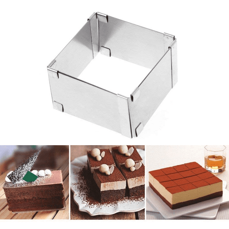 Square Cake Mold Ring, Adjustable Stainless Steel Shaped Mousse Cake Cutter Baking  Mold Pastry Baking Tool 