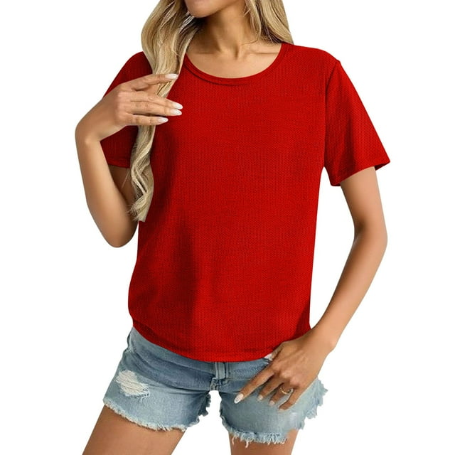 Ailaofu Hauts à Manches Courtes Respirants et à Séchage Rapide pour Femmes T-Shirts d'Été Col Rond Mode Décontractée Basique