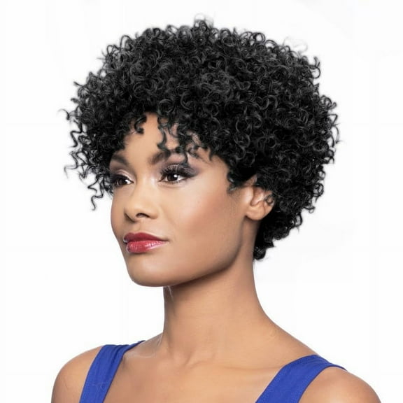 Foxy Silver Wigs Rosa Wig Color 1 Black - Short Rich Bouncy Layers Corkscrew Curls Fusion Heat Synthetic Fiber Womens Lightweight Average Cap Bundle Maxwigs Hairloss Booklet