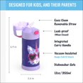 thumbnail image 2 of THERMOS FUNTAINER - Botella de agua con pajita - 12 onzas - Botella de agua aislada al aspiradora para niños con tapa, color cáticornio fresco,Cool Caticorns, 2 of 2