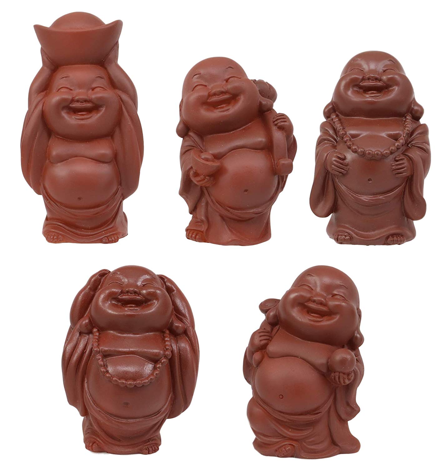 Ebros Set of 5 Laughing Happy Buddhas Buddha Maitreya Miniature