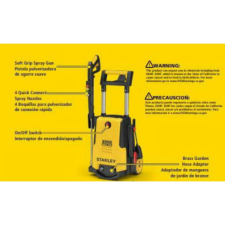 Stanley Electric Pressure Washer 2000 PSI with Gun Hose Nozzles Foam cannon SHPW2000