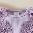 thumbnail image 4 of Rompers Girls Romper Dress Daily Fly Sleeve Flower Embroidery Mesh Tlle Skirt Hem Ribbed Baby Onesies Purple 12 Months-18 Months, 4 of 7