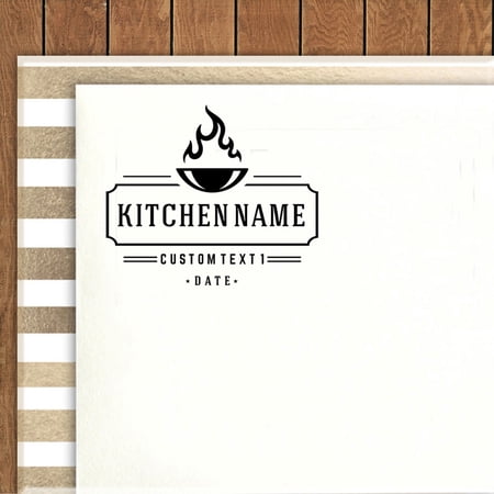 Printtoo Round Custom Text Cooking Business Rubber Stamp Self Inking Fire Bowl Icon Personalized Stamper