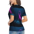 thumbnail image 3 of Xecao Two Human Hands are Holds Ribbon Awareness for Women's V-Neck T-Shirts-Elegant Half-Sleeve Tops Perfect for Summer-3X-Large, 3 of 5