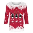 thumbnail image 4 of 2024 Christmas Shirts for Women Casual Red Wine Glass Graphic Tees Trendy 3/4 Sleeve Tops Xmas Holiday T-Shirt Ladies Cute Snowflake Crewneck Tunic Blouse,#10_Wine Glass_Hot Pink,4X-Large, 4 of 5