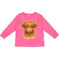 thumbnail image 3 of Inktastic Highland Cow Watercolor Illustration Boys or Girls Long Sleeve Toddler T-Shirt, 3 of 5