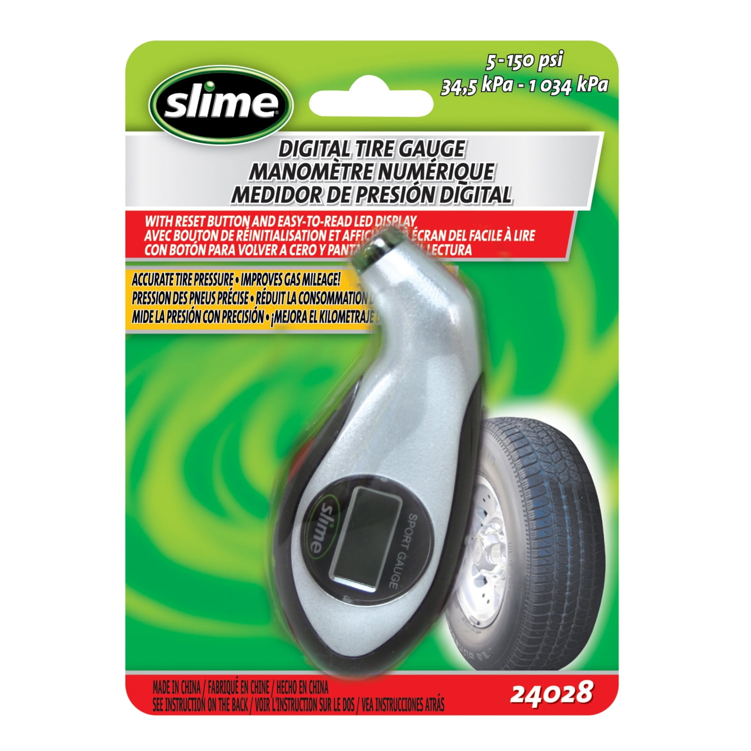 SLIME 5150 PSI Digital Tire Gauge Tire Gauge Gray 071343