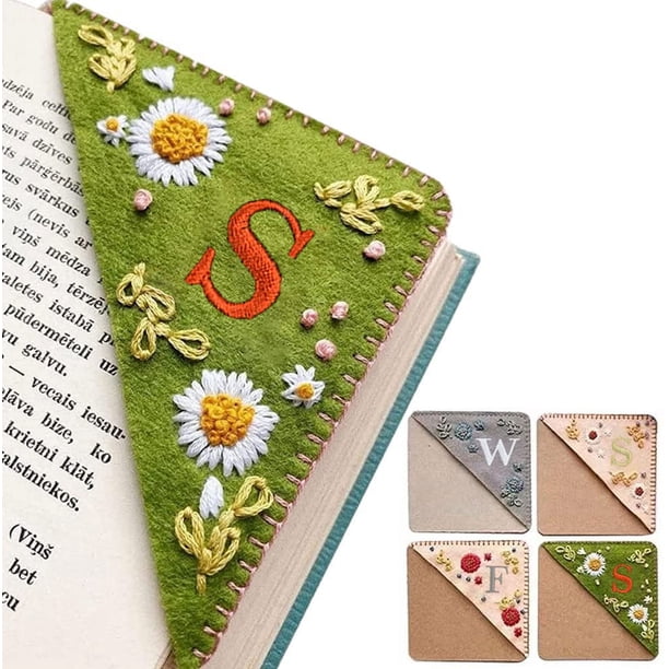 Spring Corner Bookmark Personalized Hand Embroidered corner Bookmark,Hand Stitched Felt corner ...