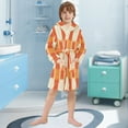 thumbnail image 5 of FORMRS Niños Bathrobe Unisex Hooded Robe Soft Plush Pajamas Sleepwear, Size 10-12T, Beige Geometric Circles, 5 of 7
