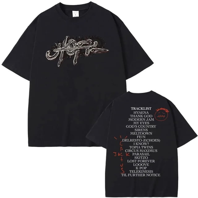 Camiseta de algodón puro para hombre, ropa de calle informal de gran tamaño con gráficos de álbum UTOPIA, rapero Cactus Jack, Hip Hop3
