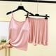 thumbnail image 2 of Conjunto de pijama de verano para mujer de 2 piezas: cuello cuadrado, manga corta, poliéster suave, ropa para dormir y estar por casa., 2 of 7