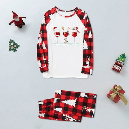 

ERTUTUYI Children Girls Boys Family Christmas Pajamas Fashion Christmas Print Pajamas Plaid Holiday Pajamas Set Parent Child Red 11Y