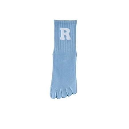 

Casual Elastic Socks Soft Sports Letter Running Calf Socks Non-slip Five Toe Split Toe Socks Female Hosiery Five-Finger Socks Middle Tube Socks BLUE