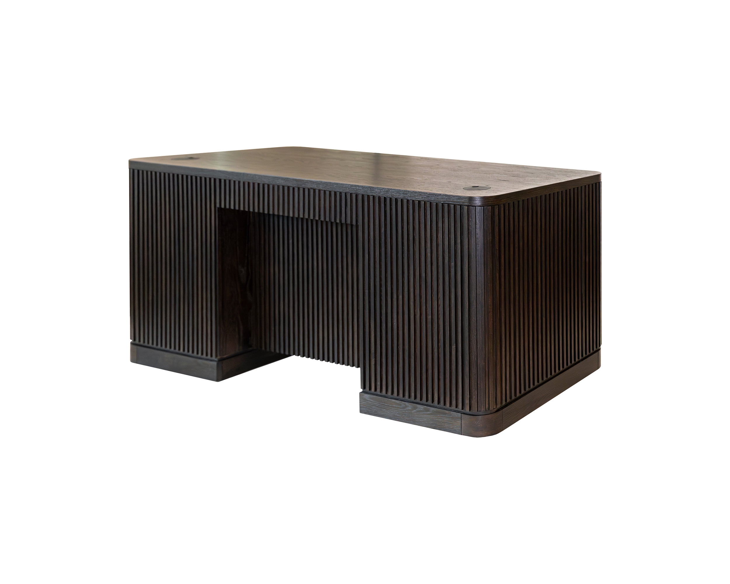 Contemporary Double Pedestal Wood Desk Office Writing Table Brown