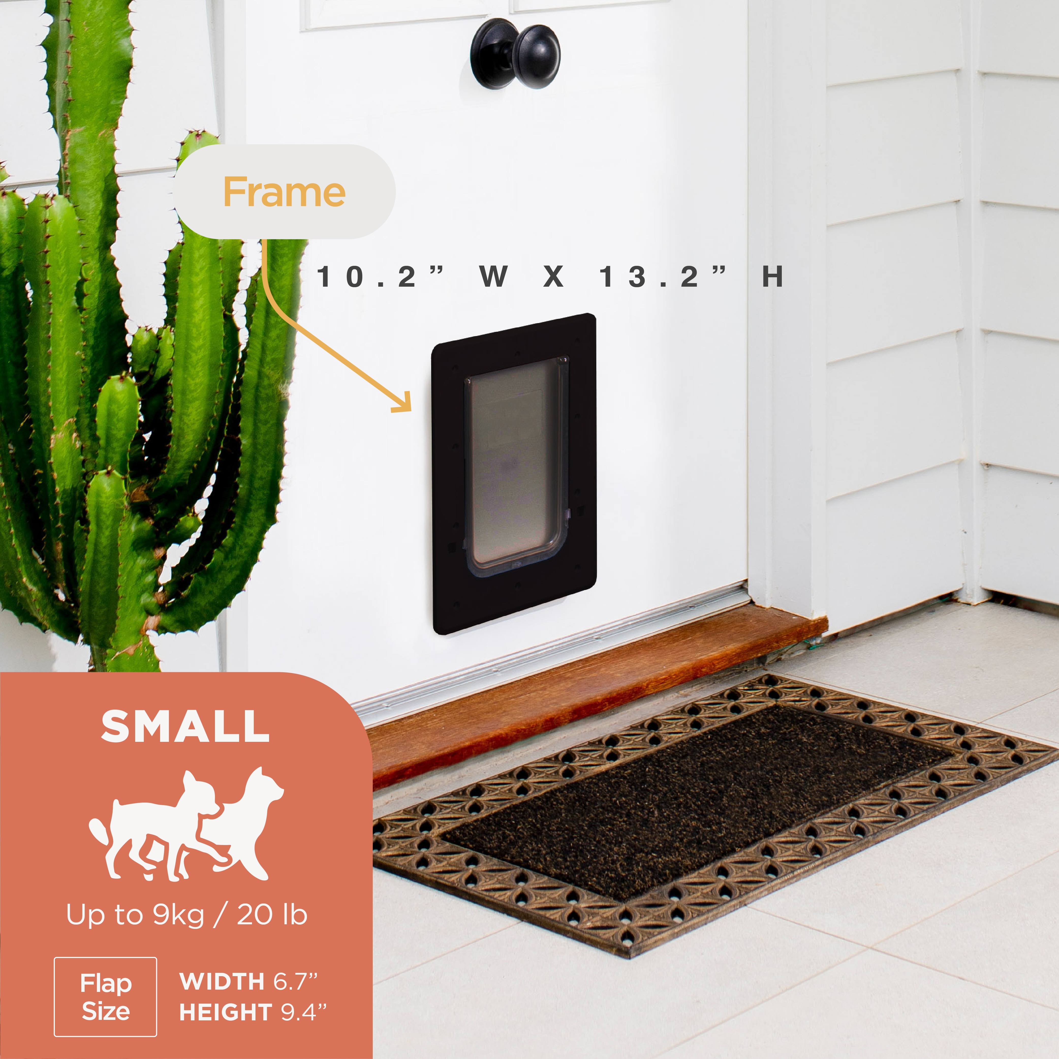 Hakuna Pets Super Tough Small Pet Door Screens, Doors up to 2.17" Thick, for Pets up to 20 lb, Black