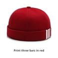 thumbnail image 4 of tamizeot Mode Bonnet 3 Rayures Imprimé Rétro Style Marin INS Bonnet Sans Bord Couleur Unie Rouge Dansant 1Ensemble, 4 of 6