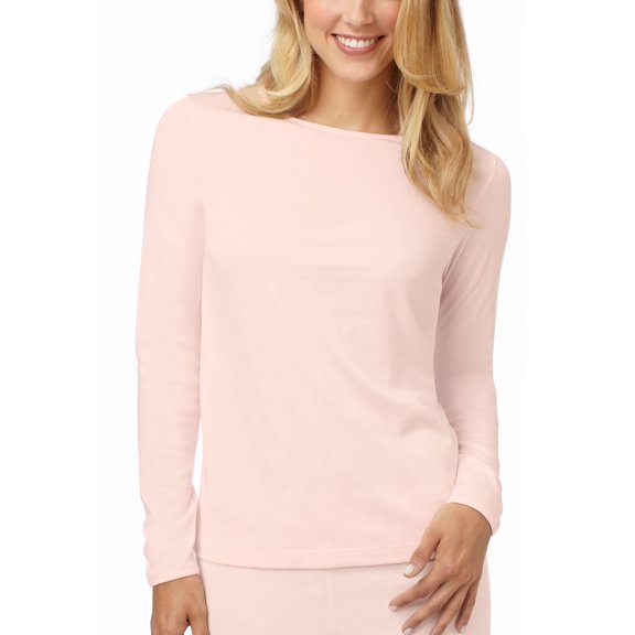 Cuddl Duds Women's Climatesmart Long Sleeve Crew Top, Blush Pink, Medium