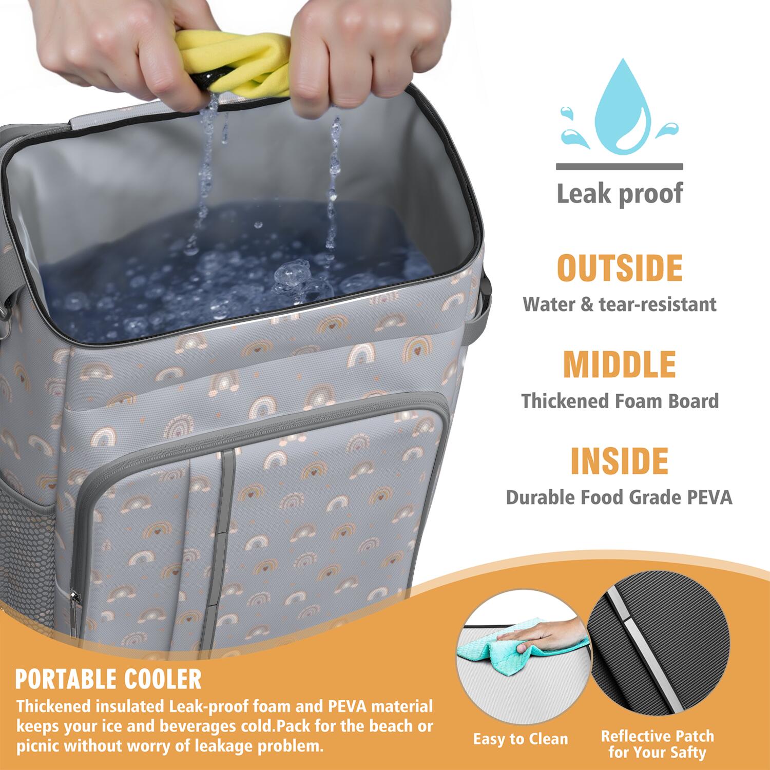Travel Cooler Bag - Boho Bohemia Rainbow Camping Beer Cooler Backpack with Bottle Opener- Waterproof Insulated Picnic Backpacks - Cooler Bag for Beach