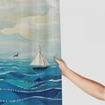 thumbnail image 3 of Awpe Aqua Graphic Ocean Waves Sailboat with Birds Seagulls Seascape Horizon Maritime Bathroom Shower Curtain Set with Hooks Waterproof Multiple Sizes White, 3 of 7