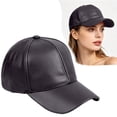 thumbnail image 2 of Ltpwer Leather Baseball Cap for Men Women,Solid Color Adjustable Dad Hat,Smooth Faux Leather Fabric,Multi-Color,Ideal for Street Fashion,Casual Wear,Travel & All-Season Use Black One size, 2 of 7
