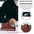 thumbnail image 3 of SaniMore Wallet Case for iPhone 12 Pro Max, RFID Blocking PU Leather Zipper Handbag Purse Flip Cover, Kickstand Folio Case with Card Slot Wrist Strap Lanyard for iPhone 12 Pro Max, Brown, 3 of 7