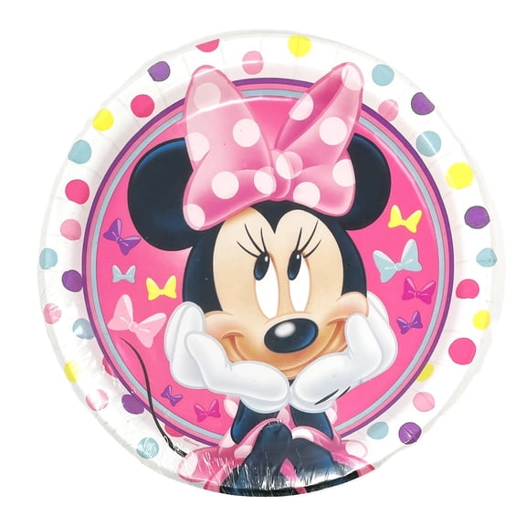 Disney Minnie Polka Dots & Bows Large 8-5/8" Party Plates - Pack of 8